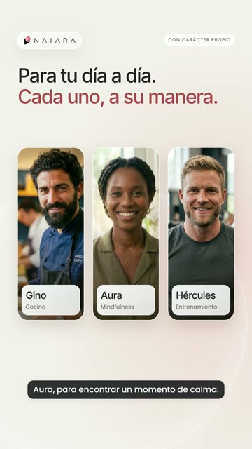 NAIARA character cards with Gino Aura and Hércules