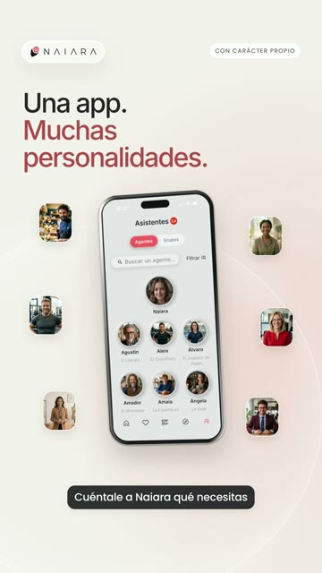 NAIARA phone and character portraits under Una app Muchas personalidades