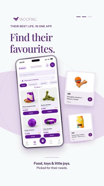 Woofing product cards and Find their favourites headline