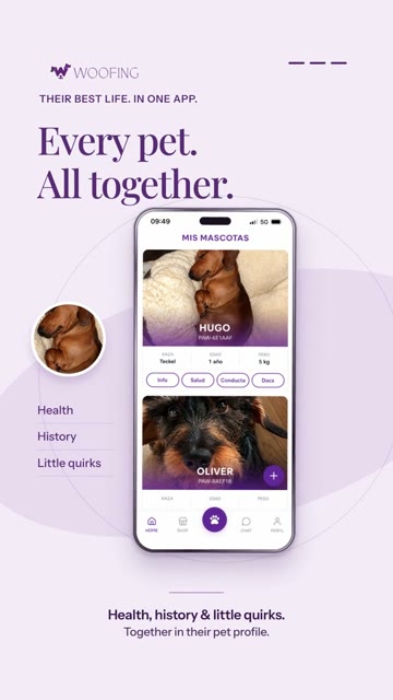 Woofing pet profile and Every pet All together headline