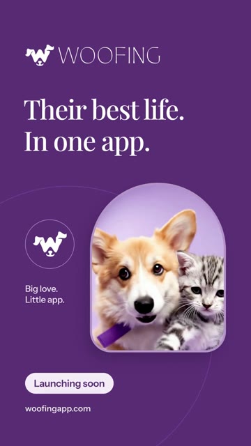 Woofing final brand scene with Launching soon label