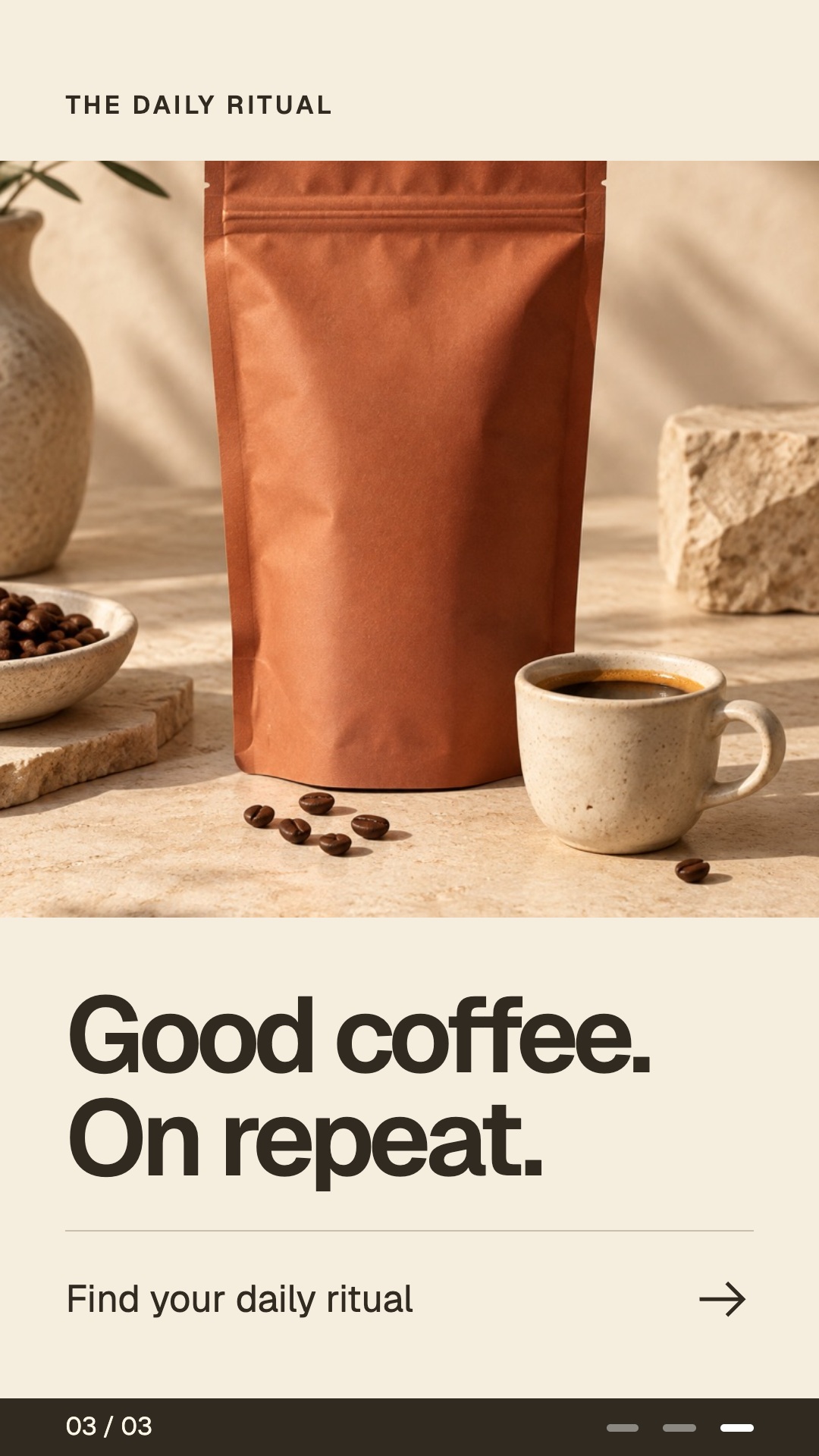The final slide in The Daily Ritual coffee carousel.